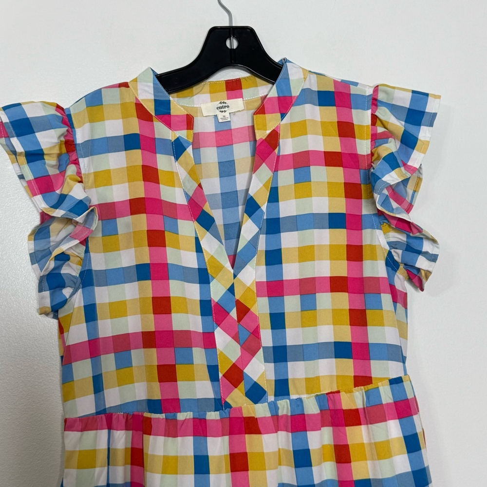 Entro Just A Dream Pink Gingham Midi Dress Size M - Picture 4 of 8